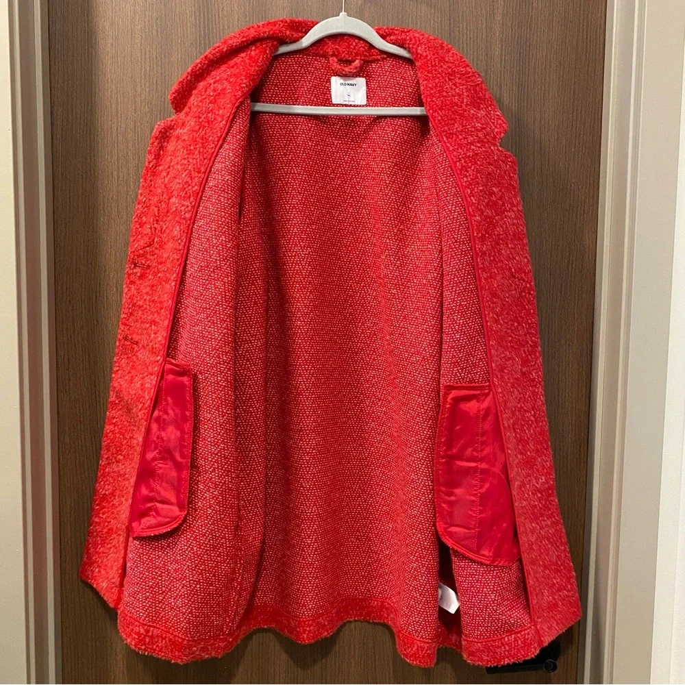🆕 OLD NAVY Red‎ Relaxed Textured Cardigan Coat Size L Tall 11% Wool Lightweight - Picture 11 of 13